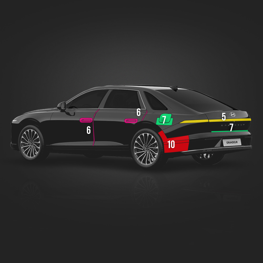 디 올 뉴 그랜저 GN7 PPF필름 헤드라이트 데일라이트 전방센서 부분구매 저스트쉴드