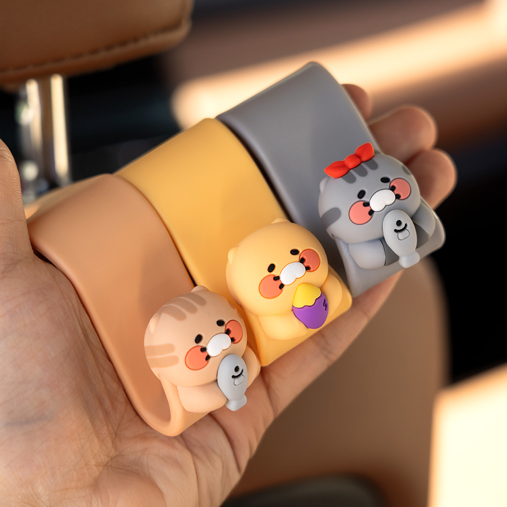 카카오프렌즈 춘식이 삼색냥 차량용 헤드걸이 헤드레스트 후크 가방걸이(2p) 이미지 6