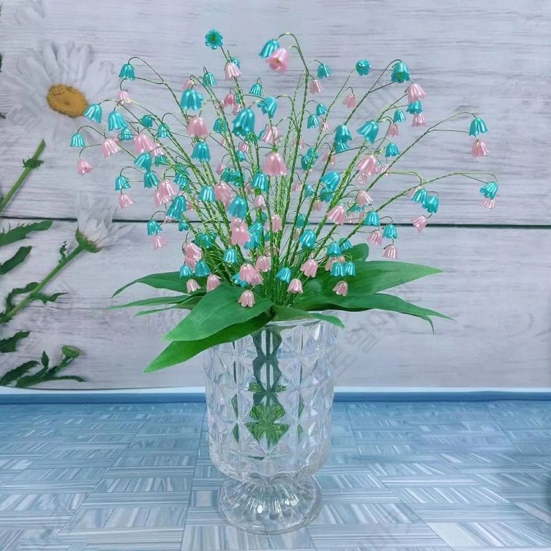 비즈화분만들기 DIY 은방울꽃 핸드메이드 꽃다발 만들기 재료 패키지 공예 키트 시뮬레이션 꽃다발 미완성품 창의력 키우기 아트 활동용 어린이집 유치원 초등학생 미술 교구 - 상세 이미지 2