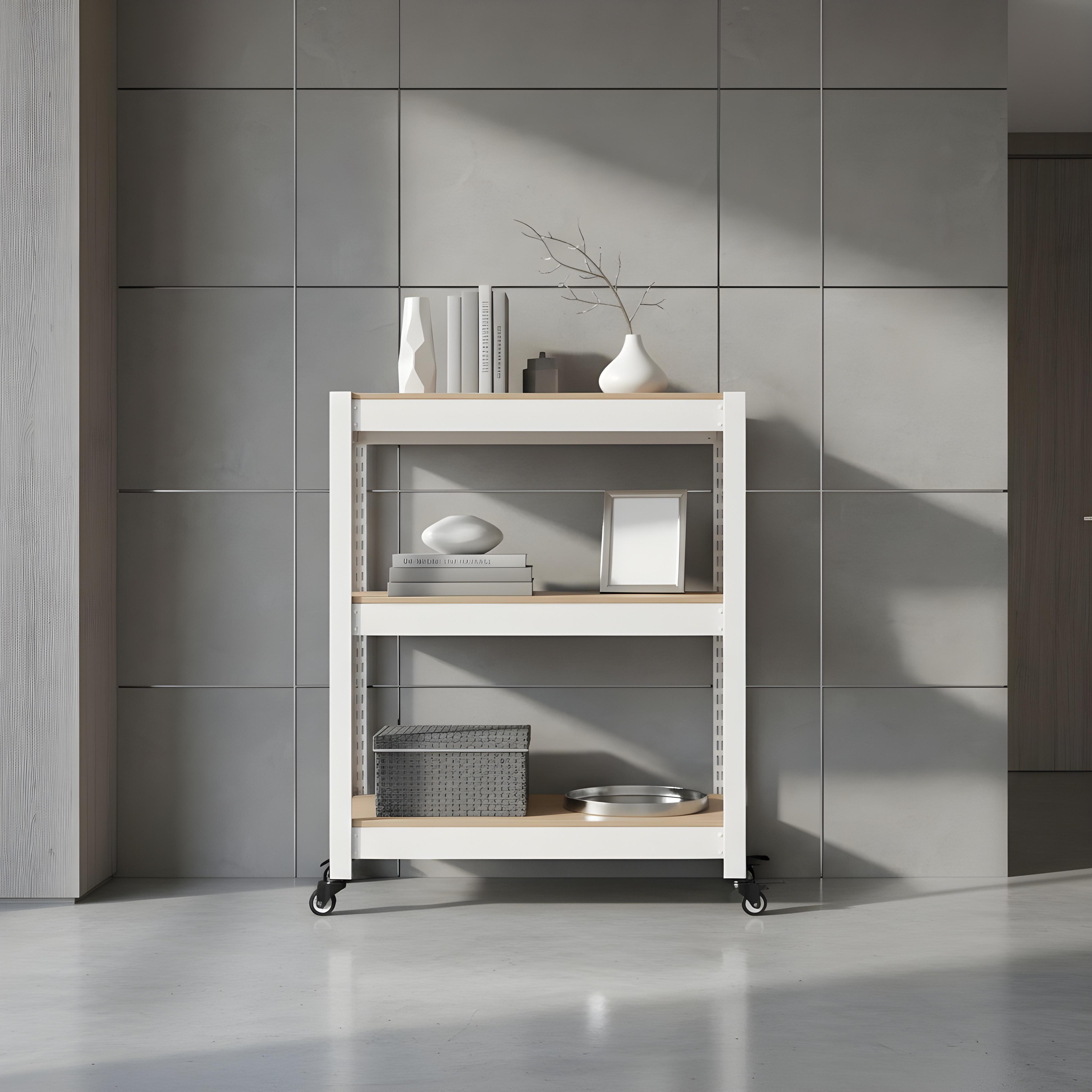 바퀴선반 바퀴달린 선반 이동식 트롤리 3단 수납장 틈새 북카트 300300750