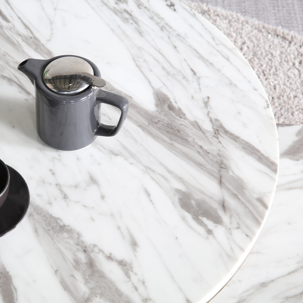 스코나 레이너 스텐 로즈골드 대리석 원형 거실 소파 테이블 L