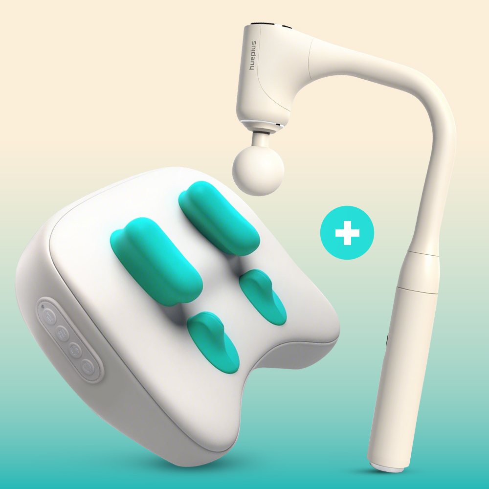 [신상위크] 휴플러스 릴랙스 목 어깨 승모근 커브건 바닐라 + 목 어깨 베개 마사지기