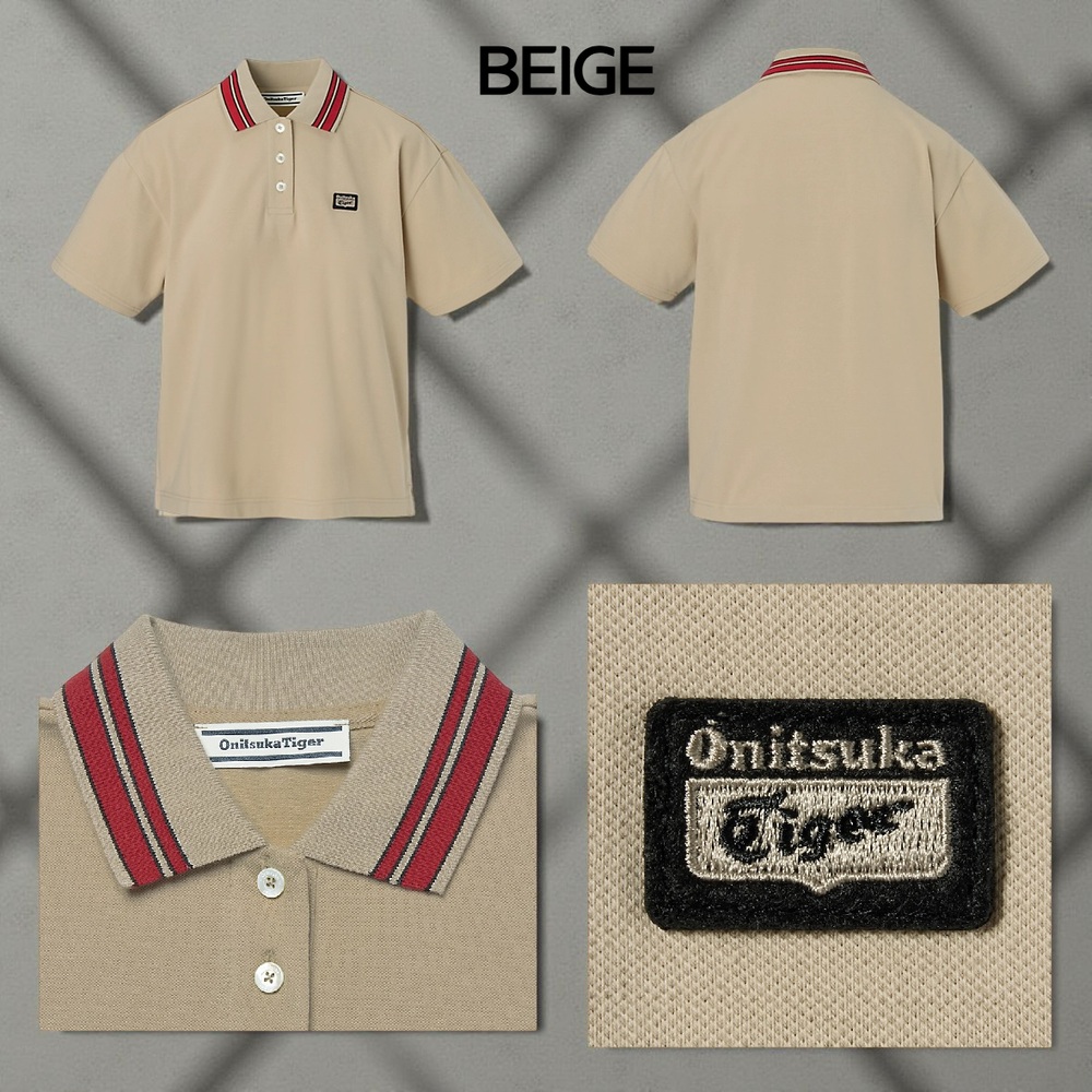 오니츠카타이거 폴로 반팔 티셔츠 여성 카라티 2182B481 BEIGE M - 상세 이미지 3