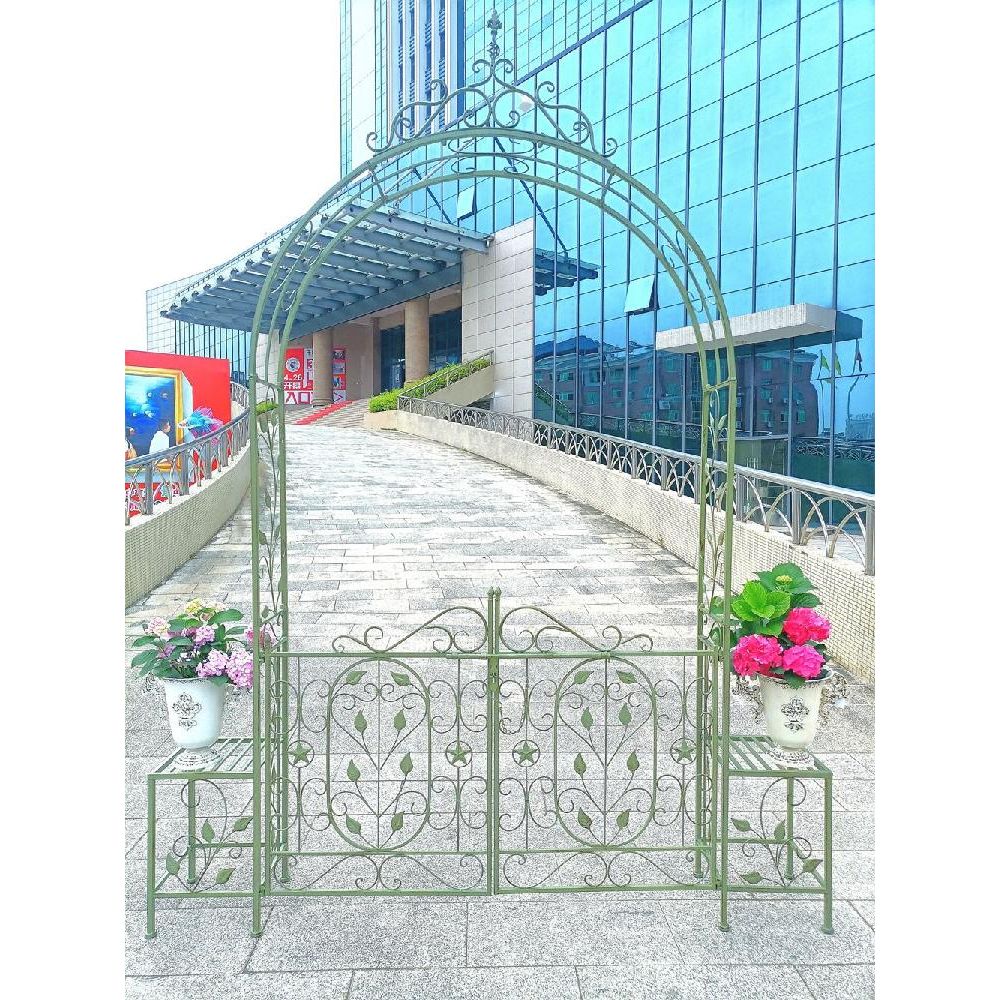 정원아치 전원주택 아치형대문 철제 장미 넝쿨 지지대 화이트 / 문 포함 - 상품 이미지