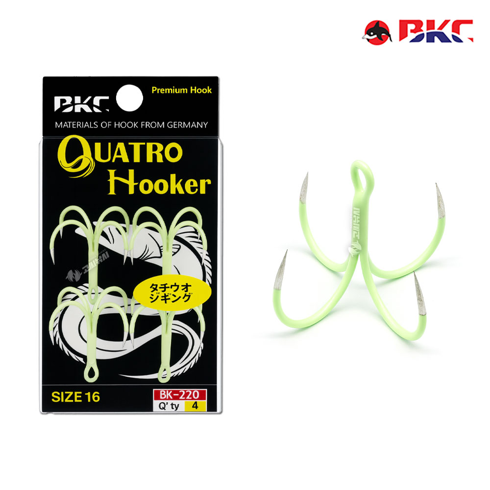BKC 쿼트로 훅 야광 BK-220 갈치 지깅 바늘 풀치 루어 메탈 - 상품 이미지