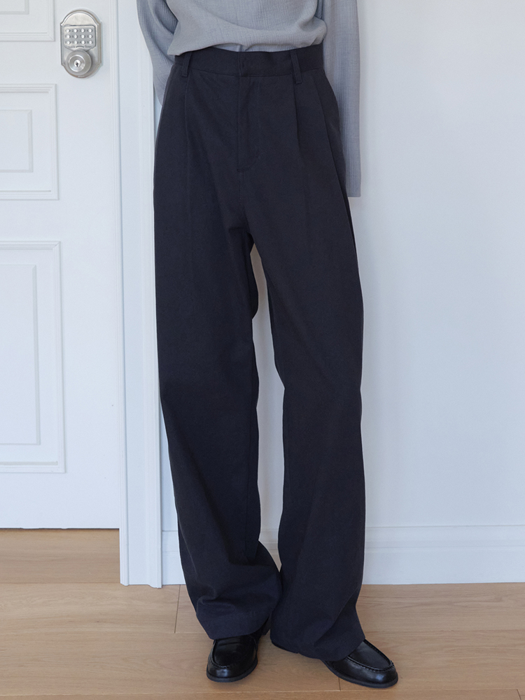 [엽페] 턱 코튼 팬츠 네이비 - 상세 이미지 2