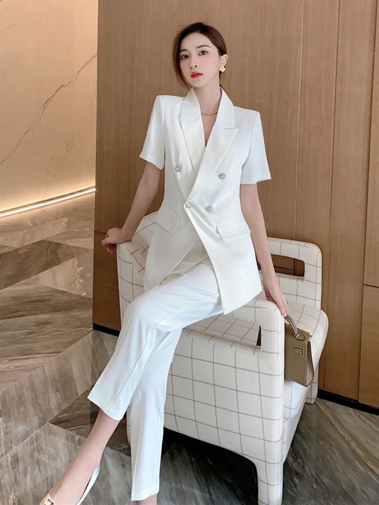 여성 여름 정장 수트 빅사이즈 정장세트 블랙 L(52.5-62.5kg) - 상세 이미지 3