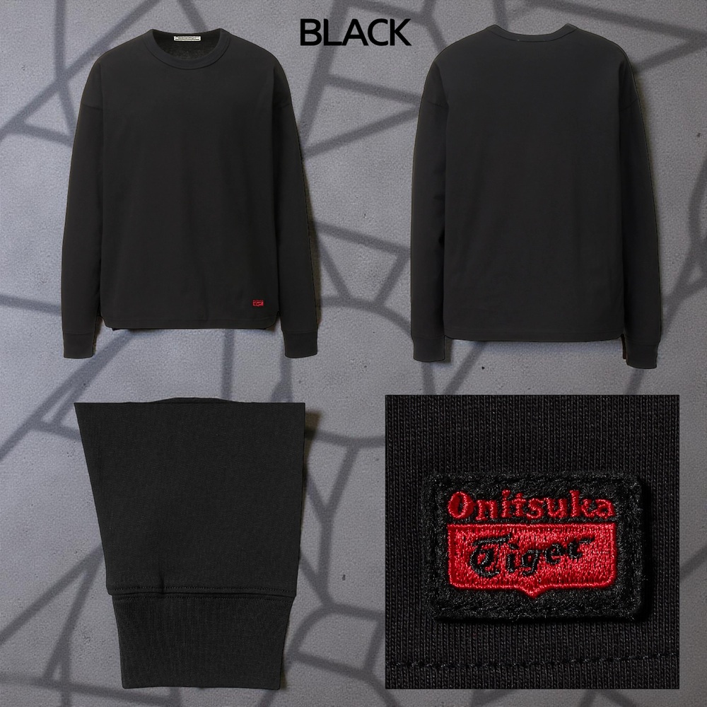 오니츠카타이거 롱 슬리브 티셔츠 남성 맨투맨 2183B543 BLACK L - 상세 이미지 3
