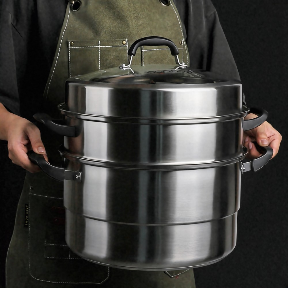 2단 찜냄비 IH인덕션 스텐 대형 찜솥 대게 찜통 야채 찜기 감자 고구마 옥수수 조개 - 상세 이미지 2