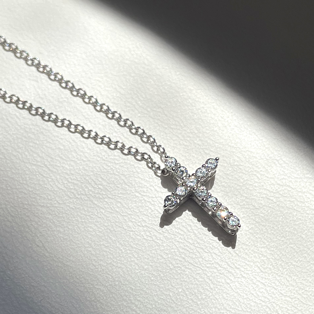 미니 십자가 랩 다이아 1.7mm 목걸이 데일리 여자 선물 - 메인 이미지