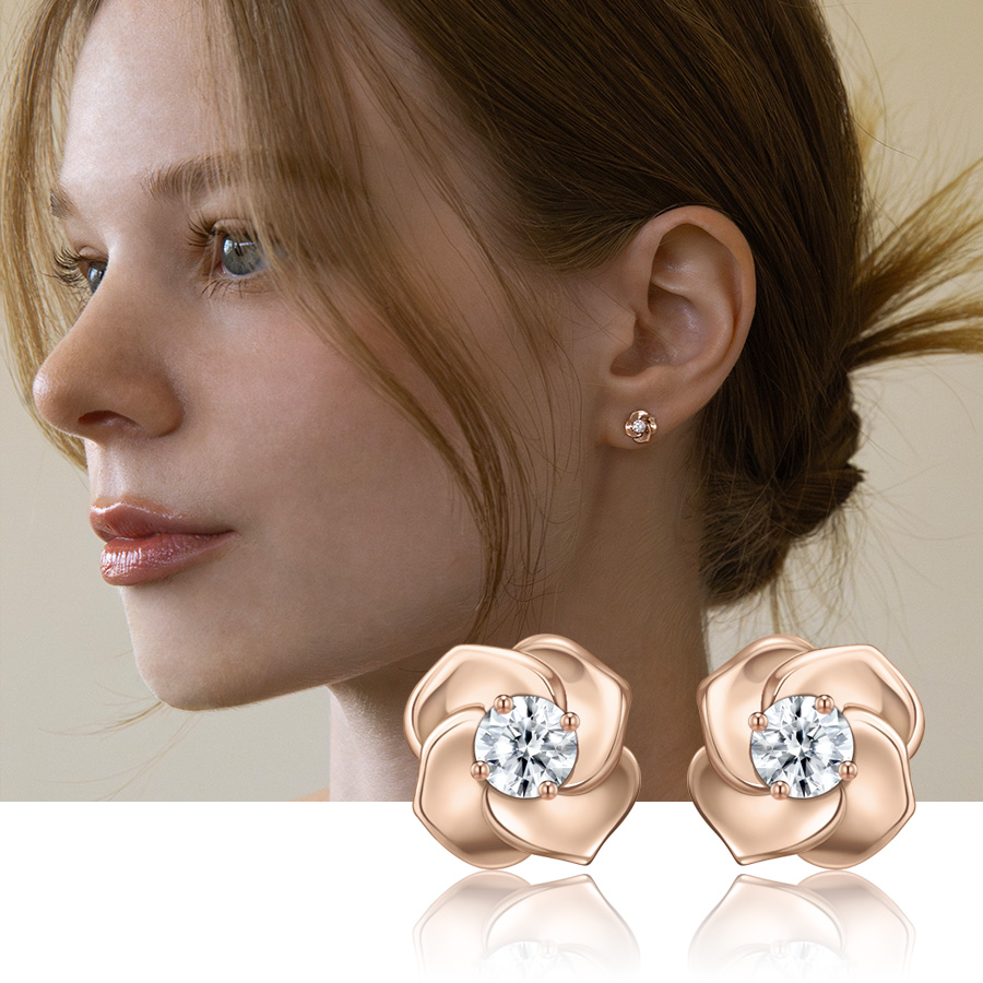 14k 제인로즈 귀걸이 기념일 선물 금 여자 귀걸이