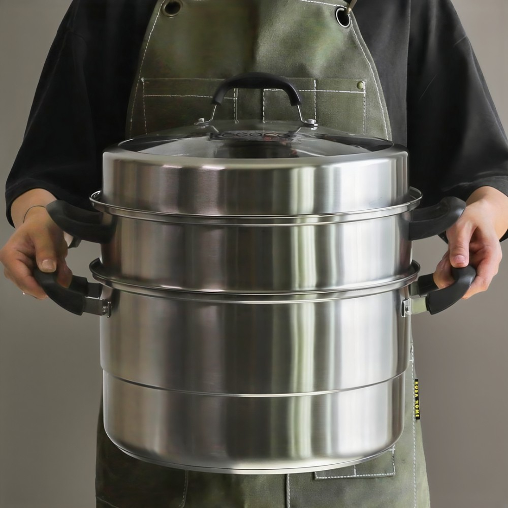 2단 찜냄비 IH인덕션 스텐 대형 찜솥 대게 찜통 야채 찜기 감자 고구마 옥수수 조개 - 메인 이미지