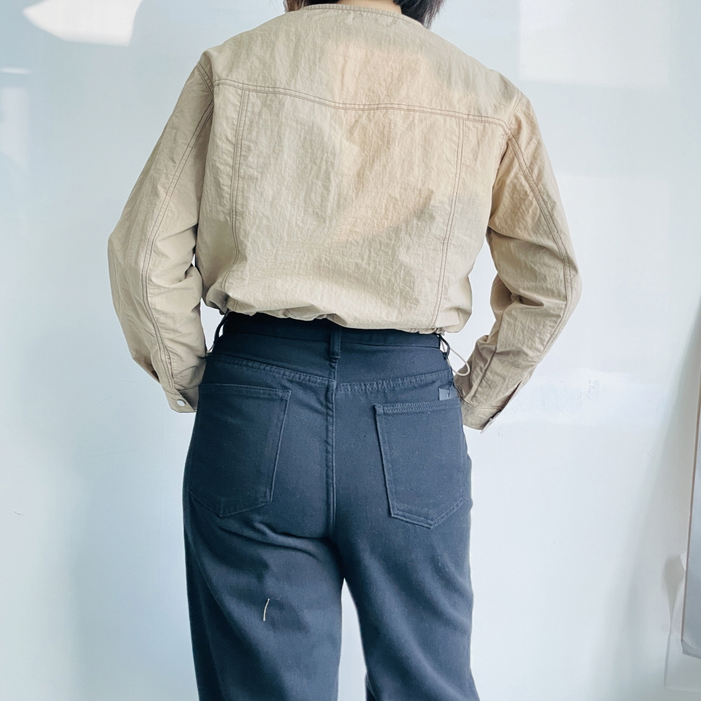 바스락자켓 크롭 노카라 스트링 스티치 자켓 - 상세 이미지 5