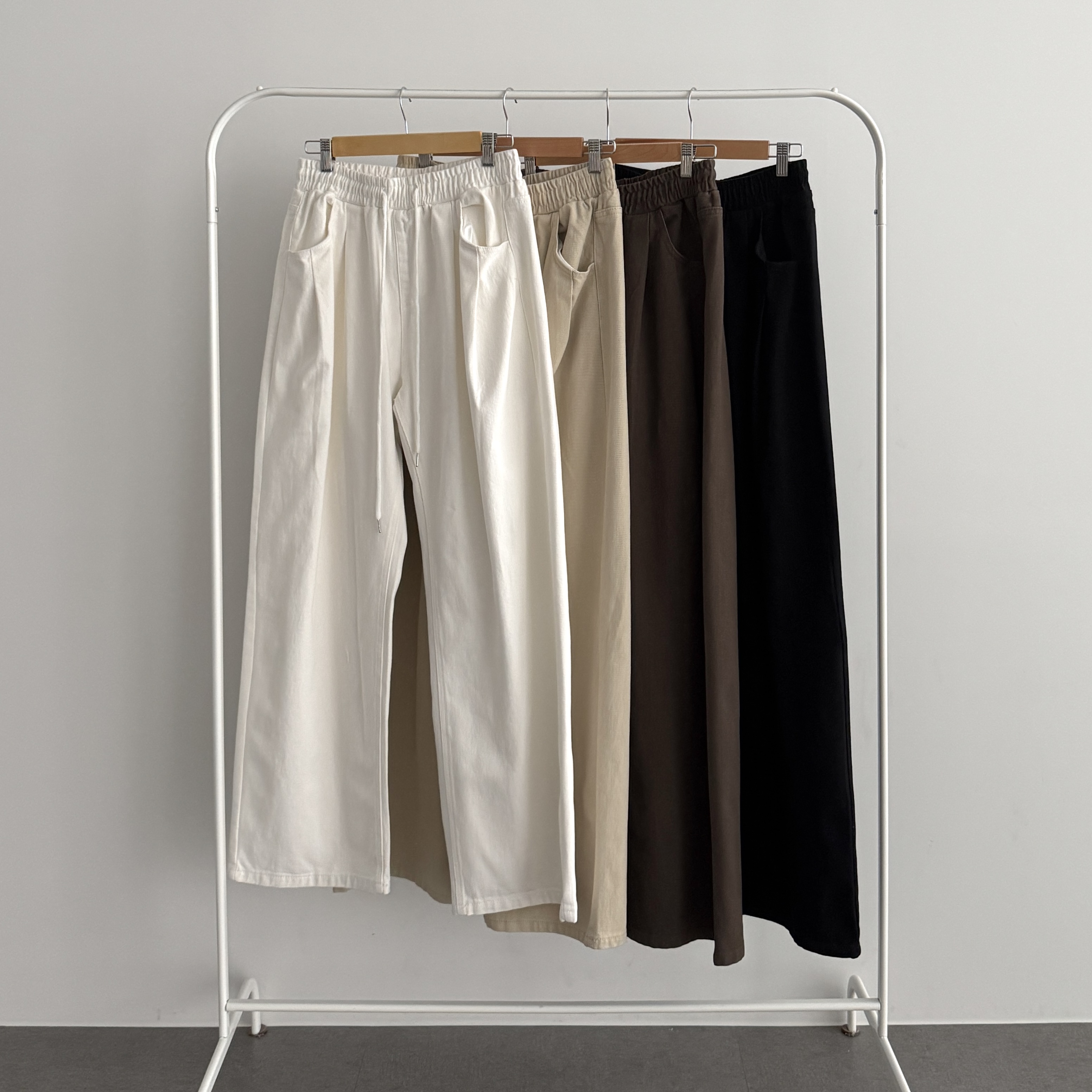 여성 키작녀바지 투핀턱 밴딩 와이드팬츠 밴딩팬츠 - 상세 이미지 2