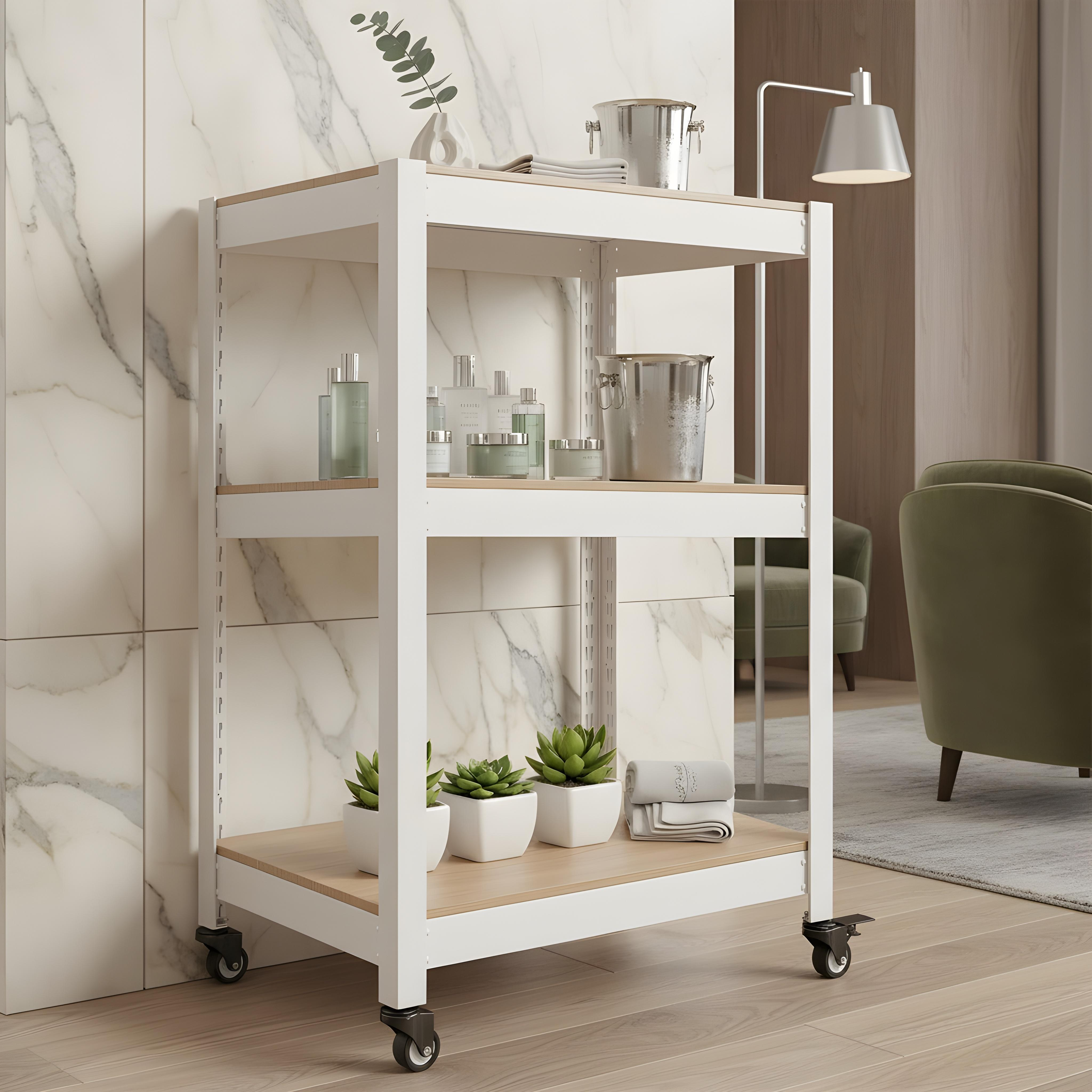 바퀴선반 바퀴달린 선반 이동식 트롤리 3단 수납장 틈새 북카트 300300750