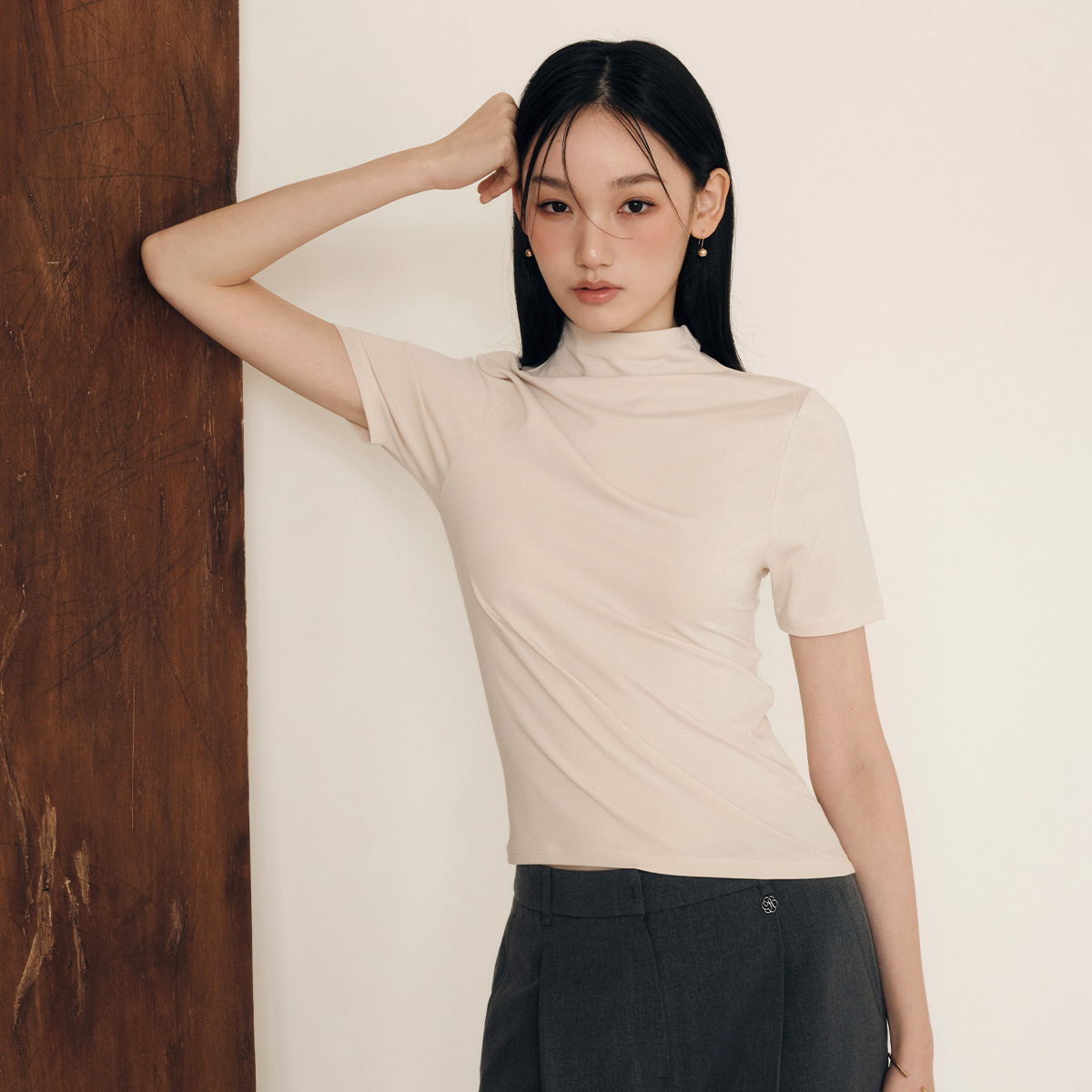 로엠 올데이 텐셀 하이넥 반팔 티셔츠 RMLWF49R13 - 상세 이미지 2