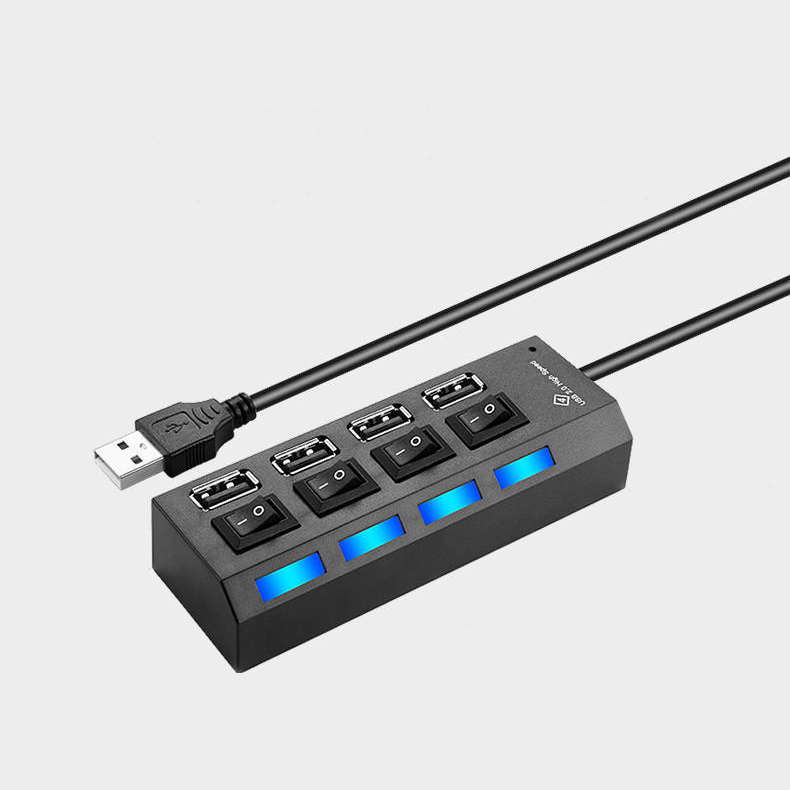 USB 2.0 4포트 멀티 허브 블랙 - 상품 이미지