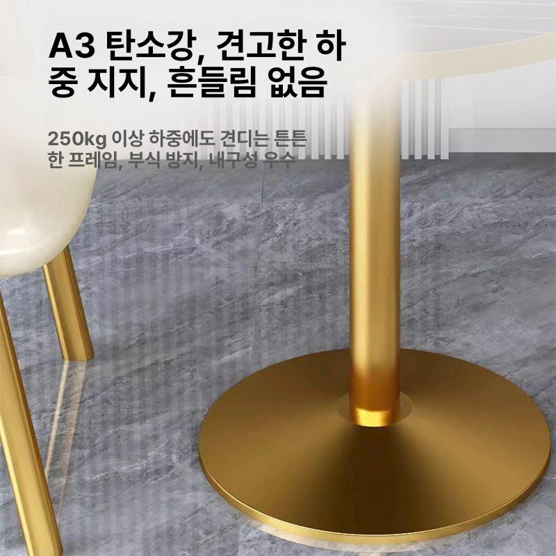 2인티테이블세트 2인용 식탁 원형 복도 발코니 베란다 탁자 연그레이60 화이트 스톤 의자 2개 - 상세 이미지 4