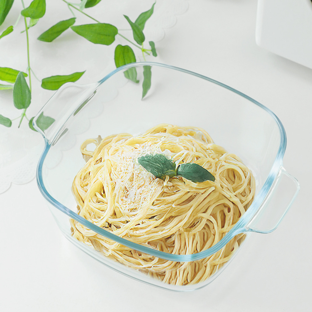 내열유리찜기 전자레인지 오븐 용기 사각 1000ml - 상품 이미지
