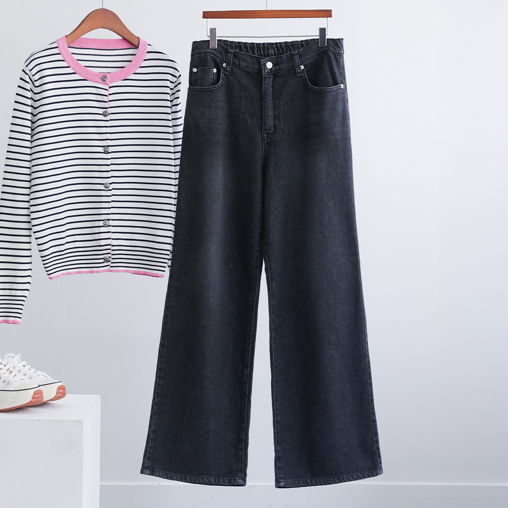 솔트린 캣워싱 간절기 세미와이드 데님 팬츠 - 상세 이미지 3