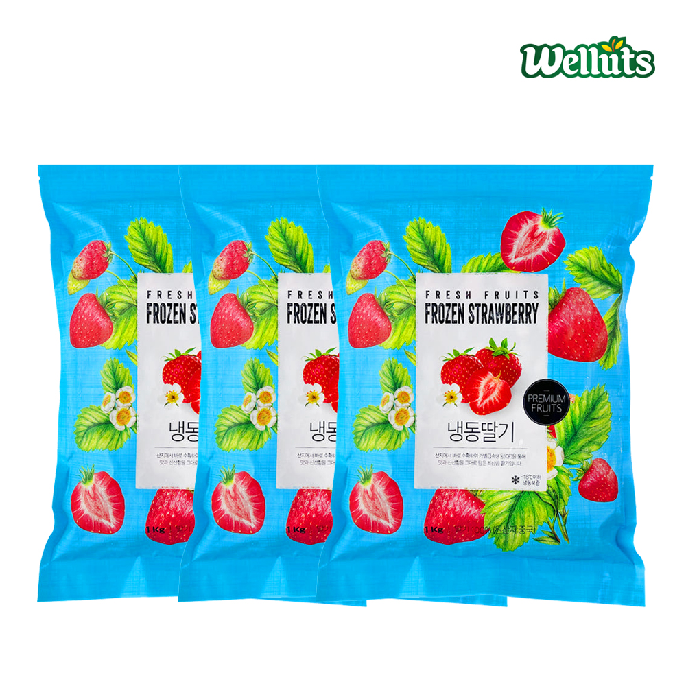웰루츠 냉동 딸기 A등급 1kg, 3개 - 상품 이미지