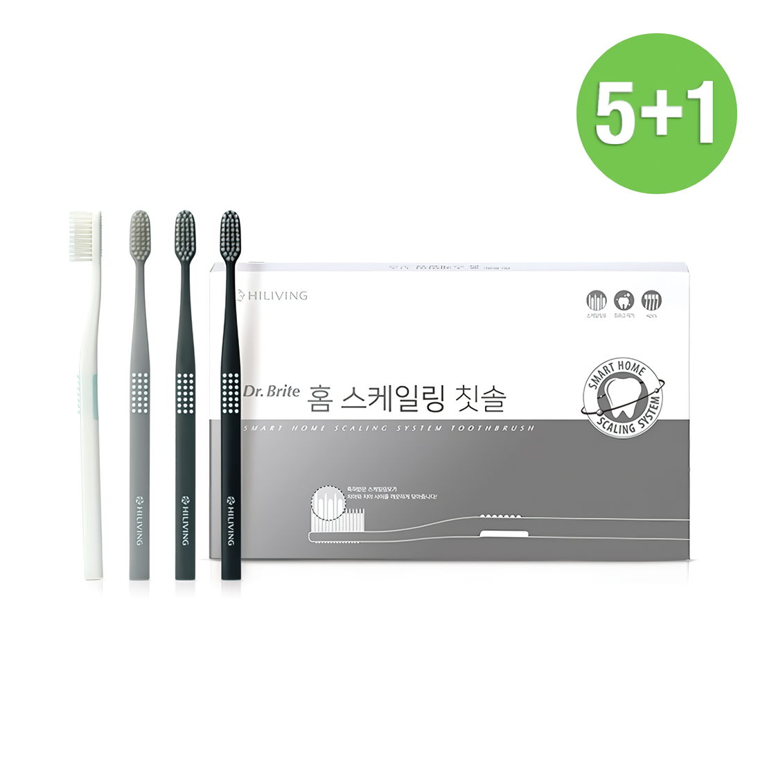 닥터브라이트 홈스케일링 칫솔 (4개입) 5+1 이중 미세모 - 상품 이미지