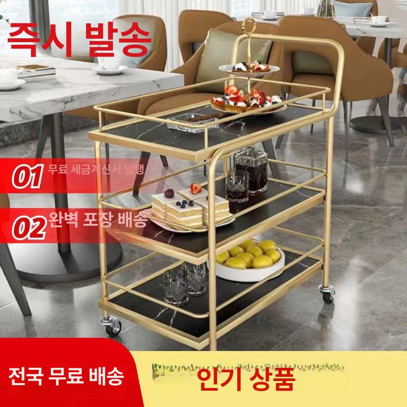 럭셔리 서빙카트 웨건 음식 식당 운반 서빙 업소용 쇼핑카트 폴딩카트 카트추천 2단 분리형 눈산 화이트 에코 A - 상세 이미지 3