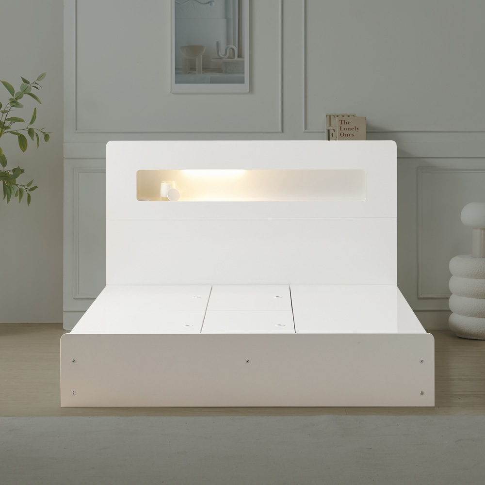 벨루나 침대프레임 4서랍 수납 LED 침대 헤드형, Q(퀸), 화이트 이미지 8