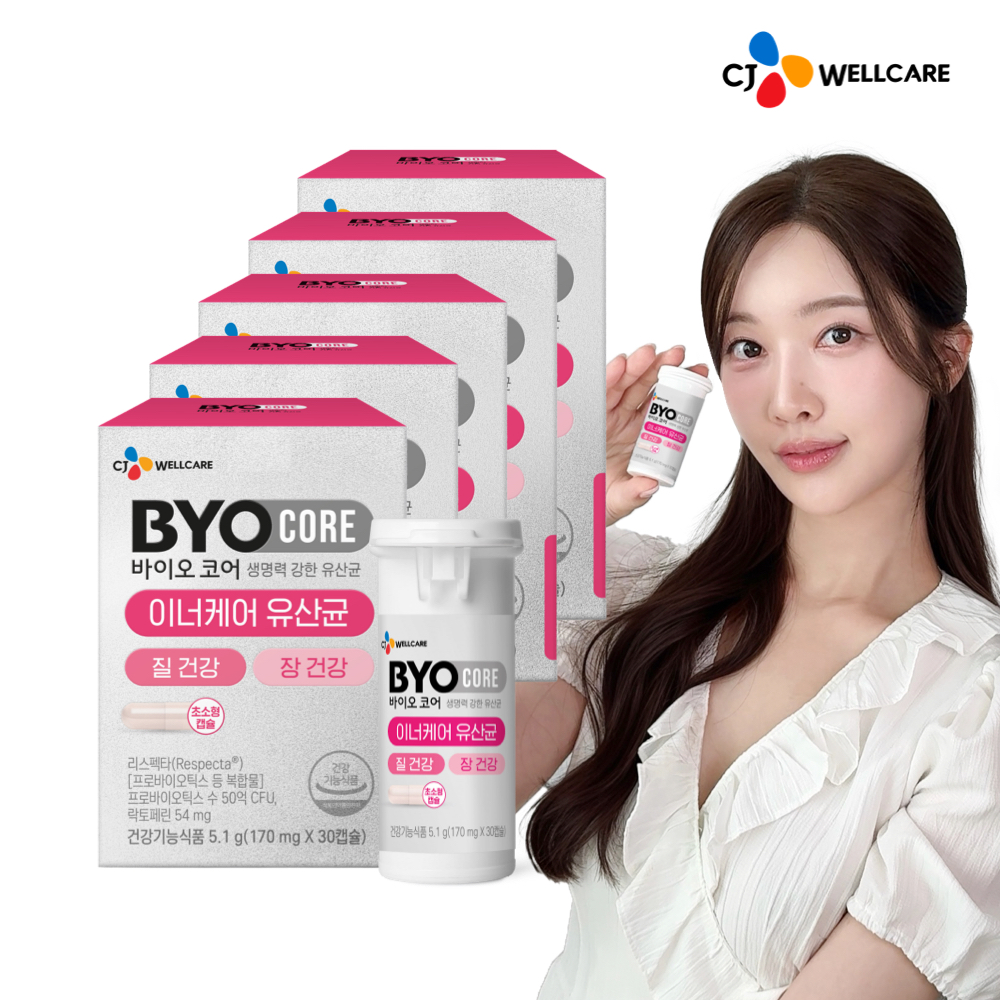CJ 바이오코어 질 건강 이너케어 유산균 리스펙타 기능성 여성 건강 30캡슐, 5개