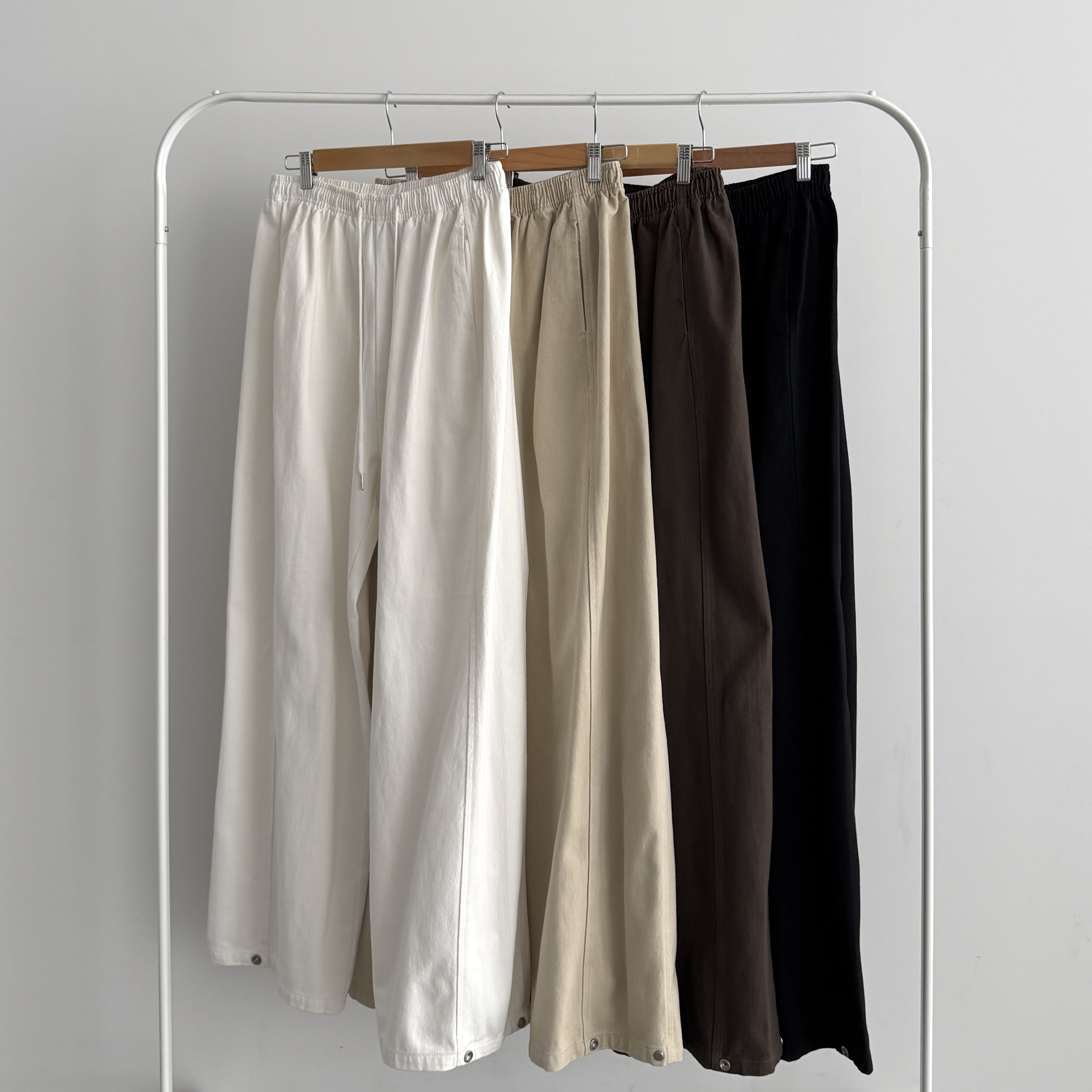 여성 키작녀바지 절개 밑단스냅 와이드팬츠 - 상세 이미지 2