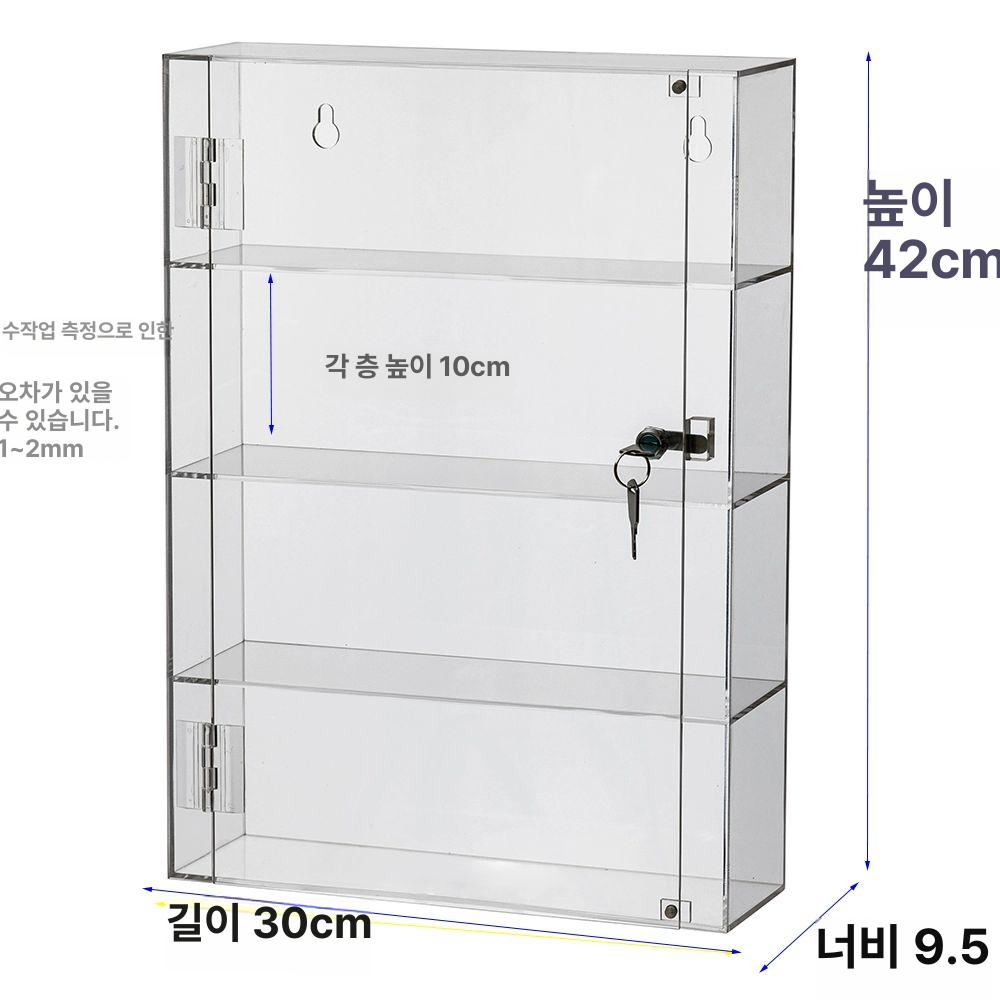 투명진열장 아크릴 장식장 선반 진열장 전시장 피규어 기본형 2단 투명 잠금장치 포함 - 상세 이미지 4