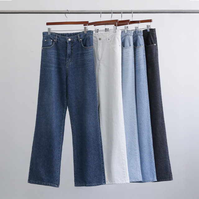 솔트린 캣워싱 간절기 세미와이드 데님 팬츠 - 상품 이미지