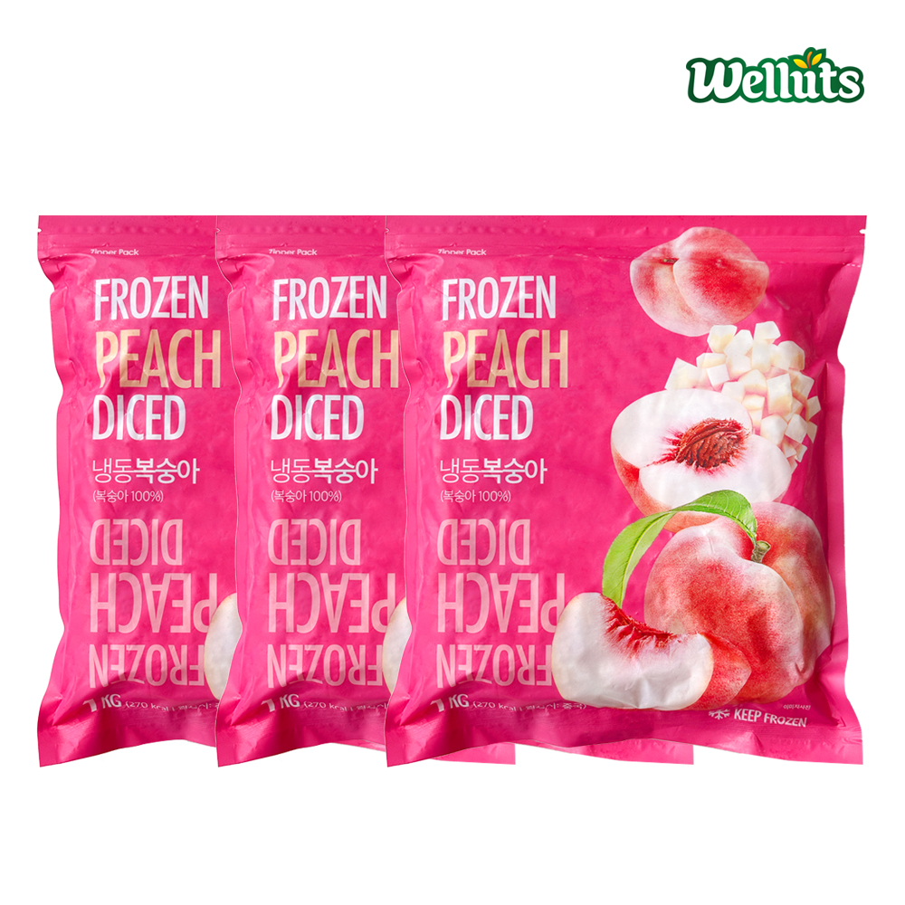 웰루츠 냉동 백도 복숭아 다이스 1kg, 3개 - 상품 이미지