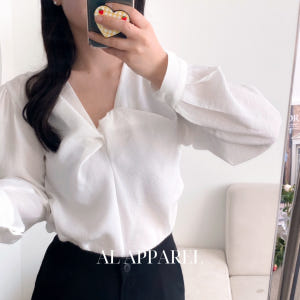 퍼프 꼬임블라우스 쉬폰 샤틴 하객 블라우스 핑크 흰블라우스 착용 후기 | 사이즈/핏 총정리 - 상품 이미지 3