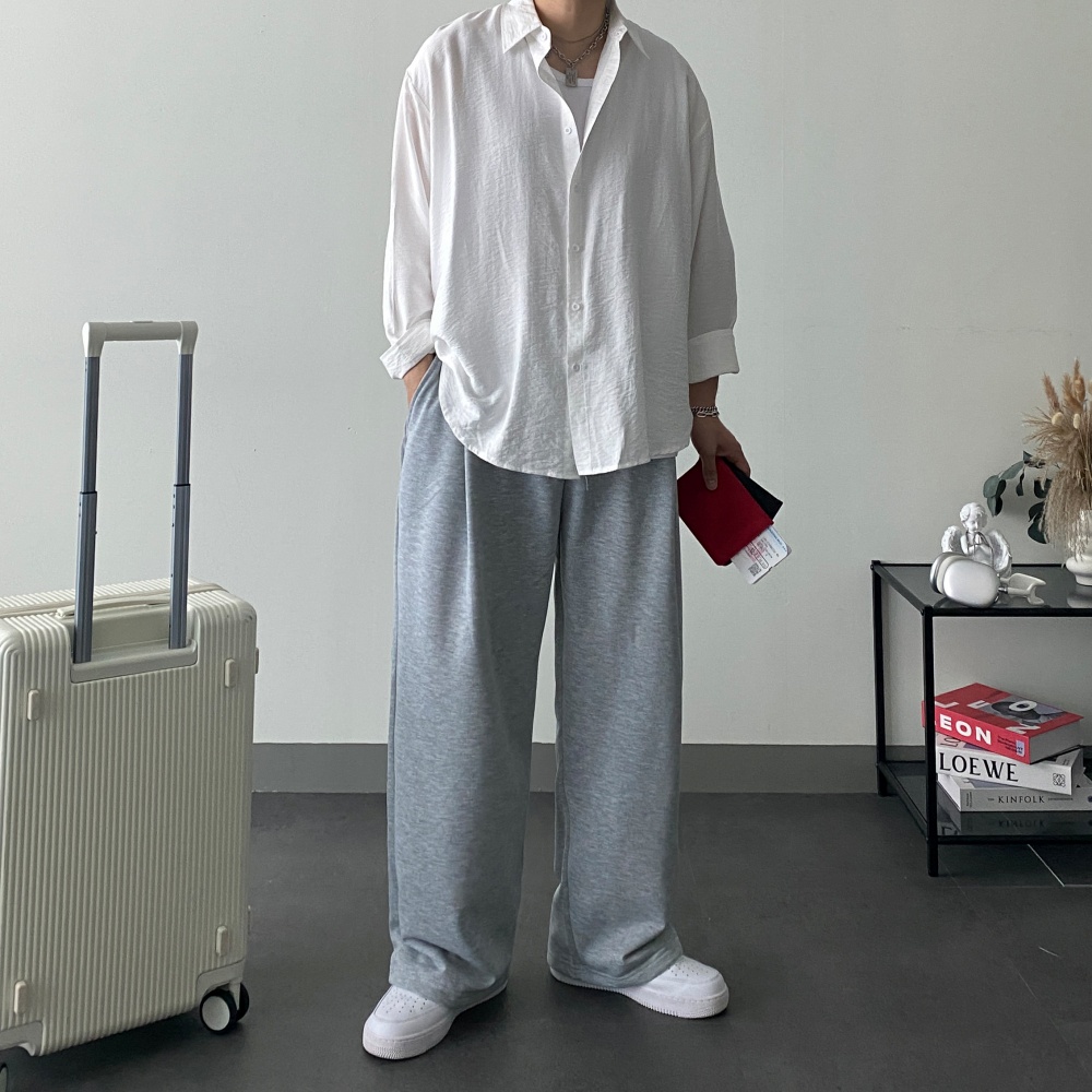 오버핏 남자흰색셔츠 나일론 긴팔 캐주얼 퓨어 미니멀 - 상세 이미지 4