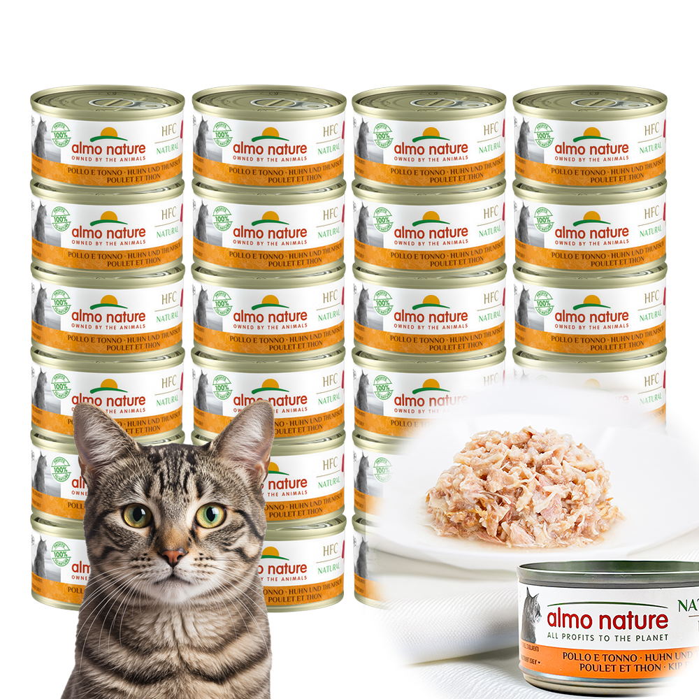 [N포인트] 알모네이쳐 HFC 고양이 주식캔 습식사료 닭고기 참치, 70g, 24개 제품 이미지