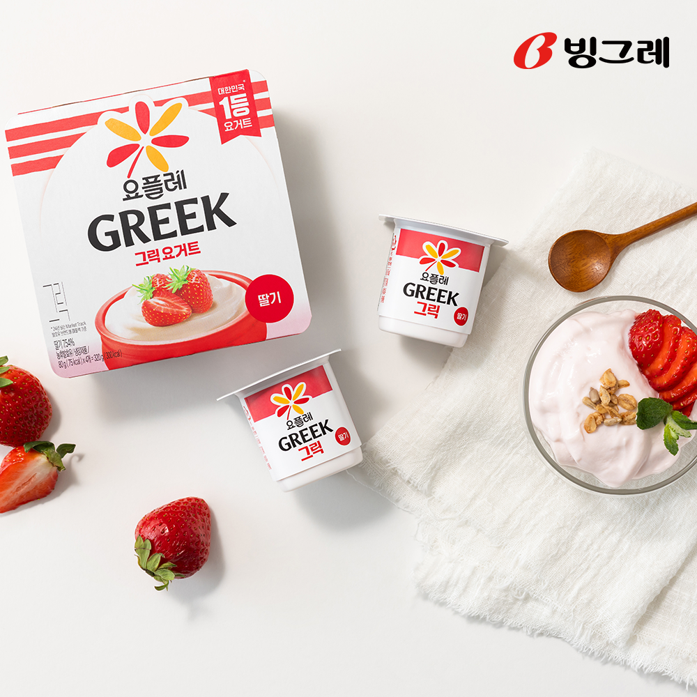 빙그레 요플레 그릭 플레인 80g 8팩 + 그릭 딸기 80g 8팩 외 택2 그릭요거트