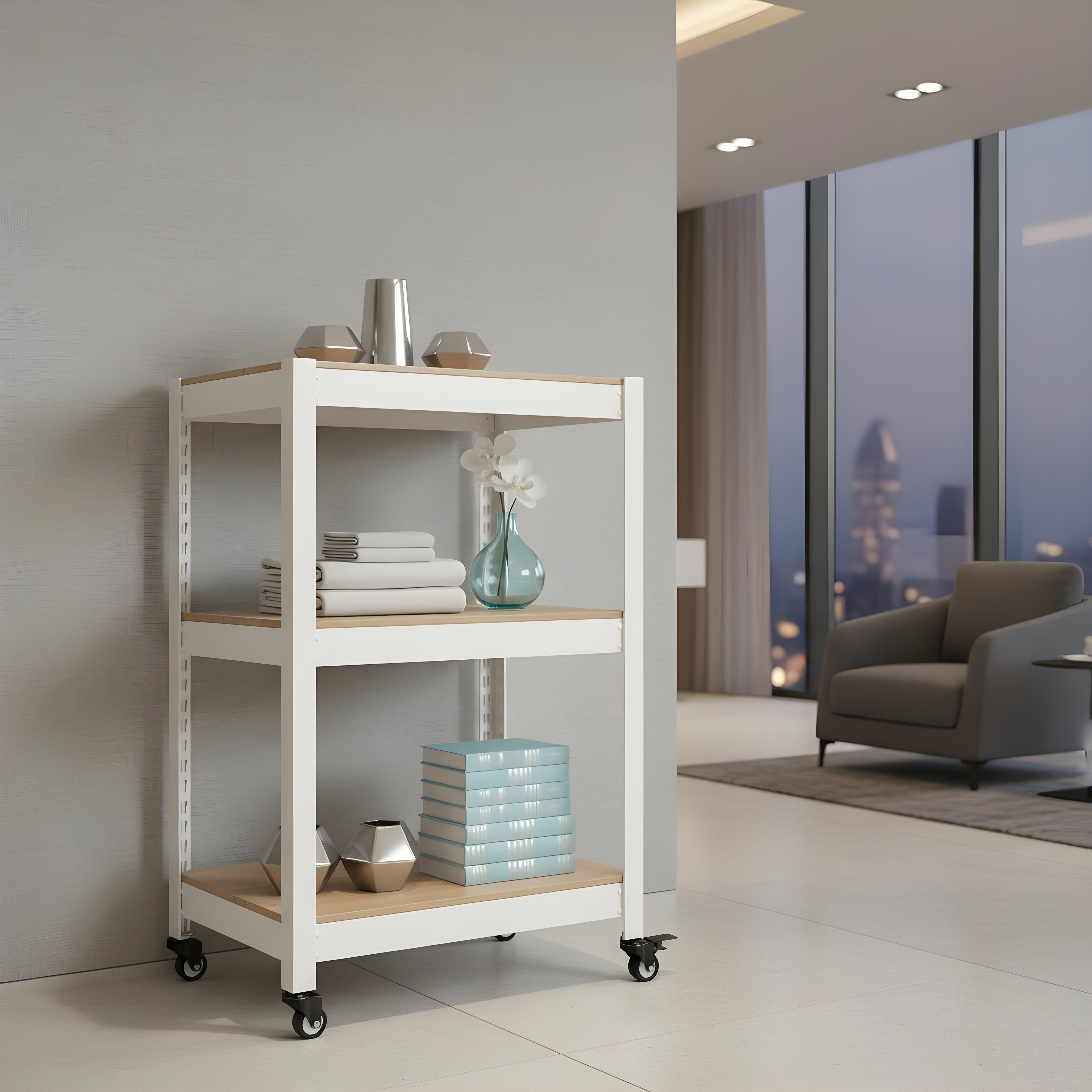 바퀴선반 바퀴달린 선반 이동식 트롤리 3단 수납장 틈새 북카트 300300750