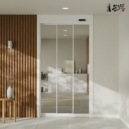 자동문 현관중문 3연동 슬라이딩 자동중문 아파트 시공설치/베이직 풀윈도우 화이트