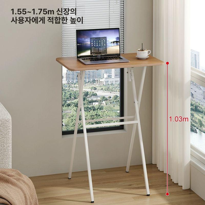솔비에 높은 접이식 테이블 사이드 책상 보조 고정형 스탠딩 테이블 유목색 화이트 - 상세 이미지 5