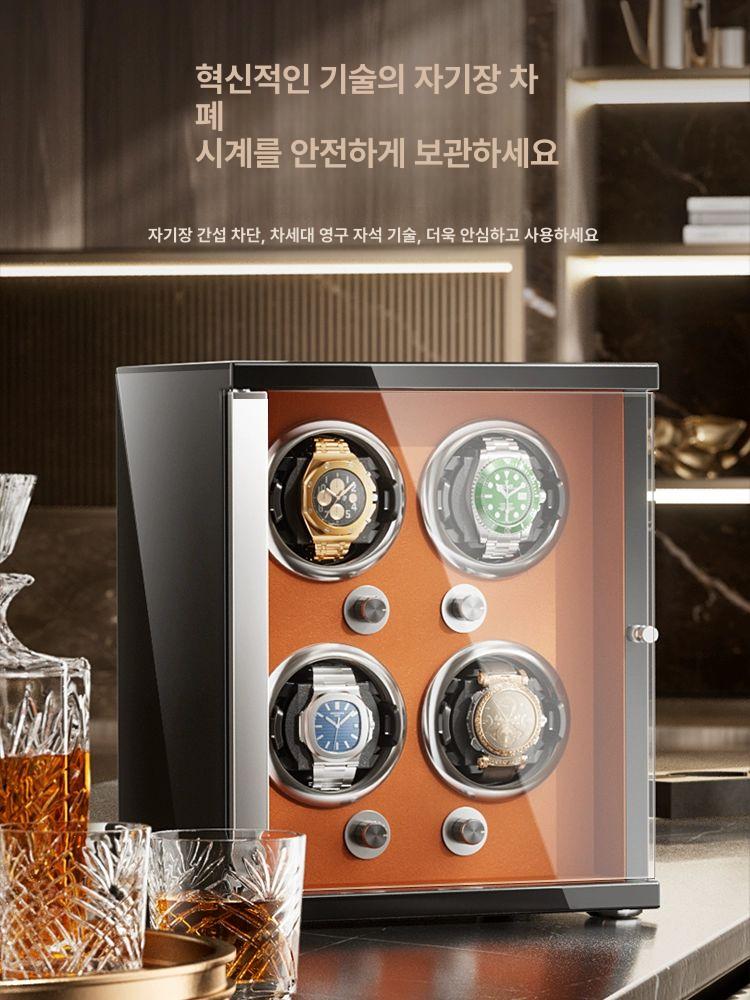 시계 관리 보관함 저소음 손목 가정용 밥주는기계 핸들링 거치대 수납함 기계식 와인더 회전형 플래그십 2표 뚜껑 5x5단 정지 A - 상세 이미지 5