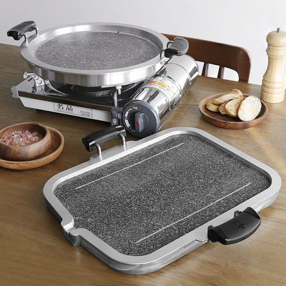 원적외선 자연석 돌구이판 기름배출구 삼겹살 고기구이 불판