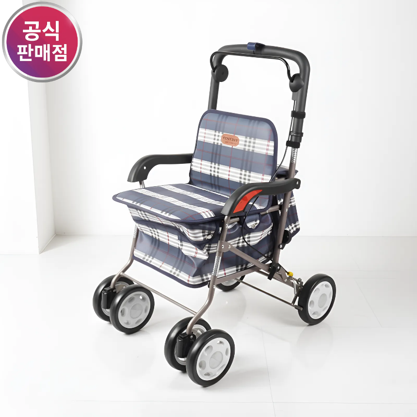 진산메디칼 노인 보행기 어르신 보행보조기 어른 실버카 성인용 할머니 유모차 F-218 블루 - 메인 이미지