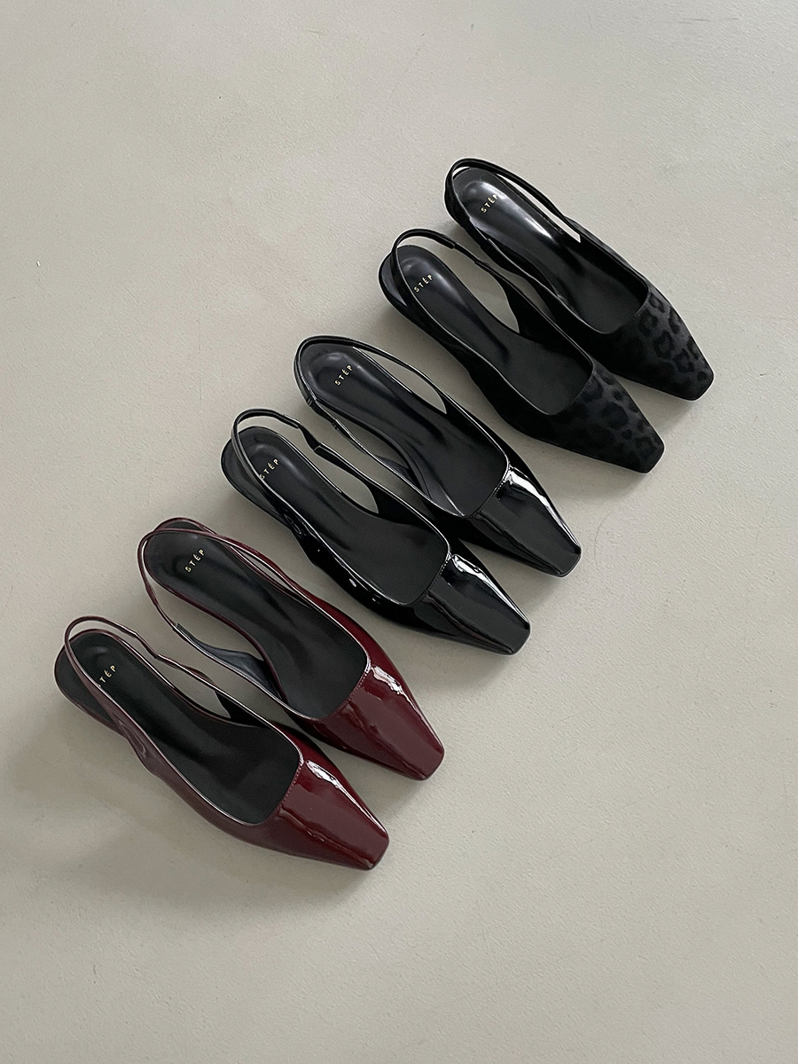 데일리 스퀘어 앞코 여성 슬링백 슈즈 웨지스타일 굽 3cm - 상품 이미지
