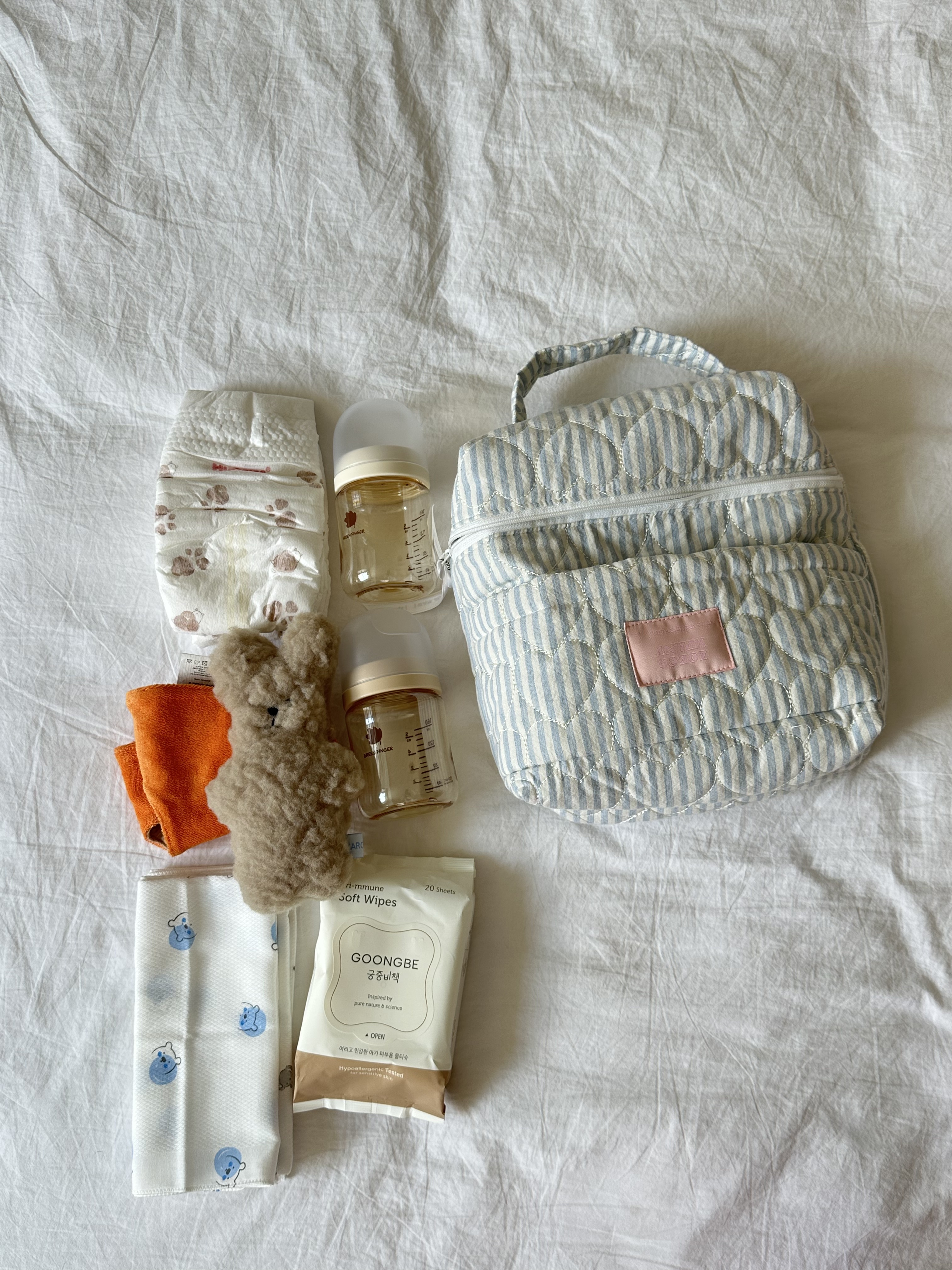 조에컴퍼니 코지 누빔 다이퍼백 방수 기저귀 파우치 젖병 문센 유모차 가방 토트백 출산선물