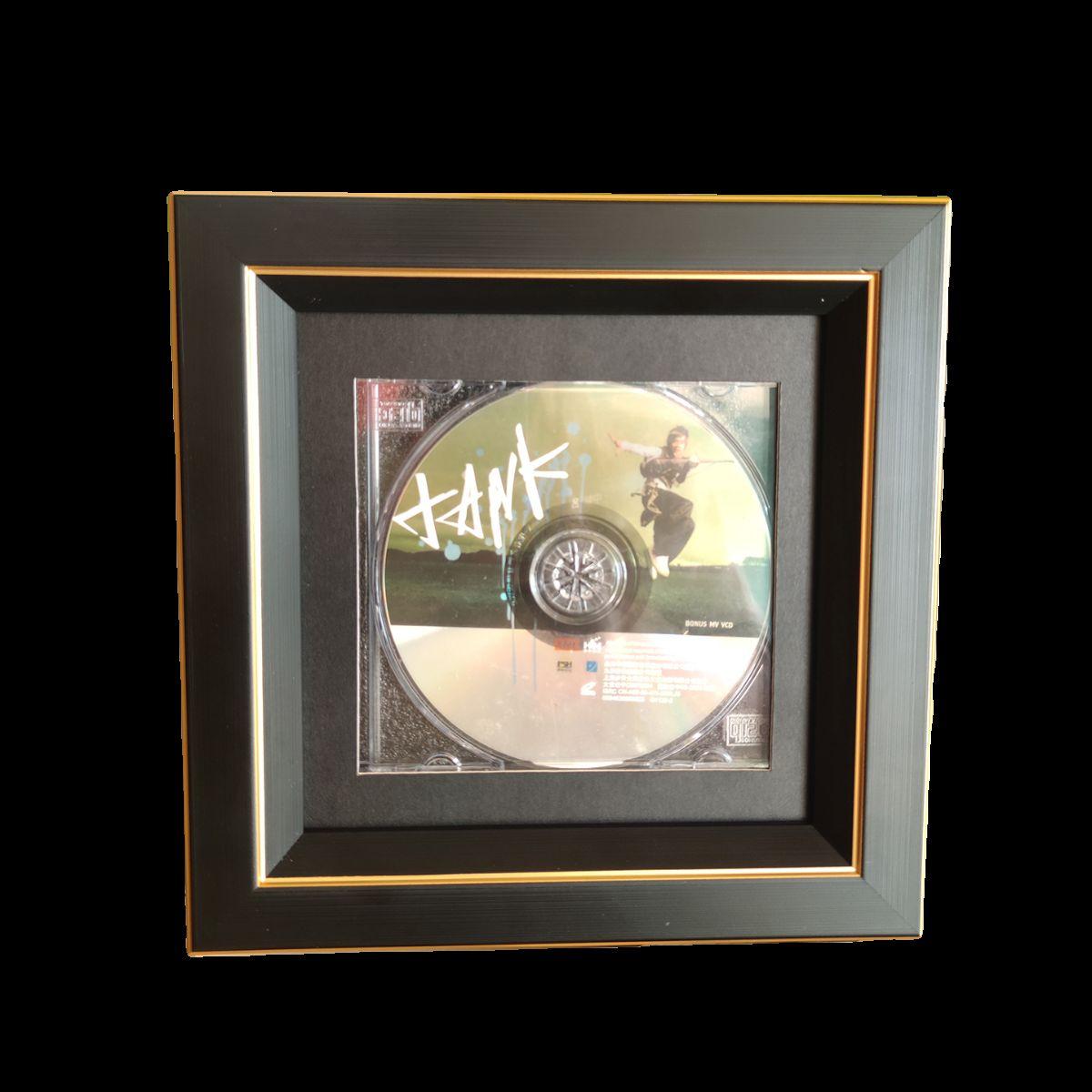 CD 액자 cd보관함 벽걸이 훈장 보관 장식품 전시 수집 인테리어 앨범 나무액자 액자프레임 단일 CD 박스 액자 외경 22x22 블랙 골드 외관 - 상세 이미지 4