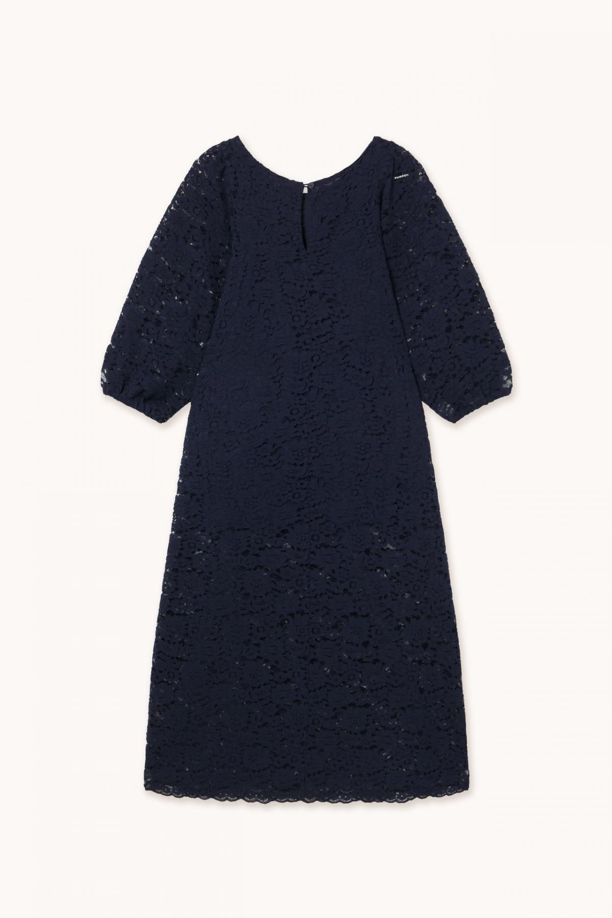 타이니코튼 레이스 퍼프슬리브 네이비 롱 원피스 AW25-606107 ONE COLOR - 상세 이미지 2