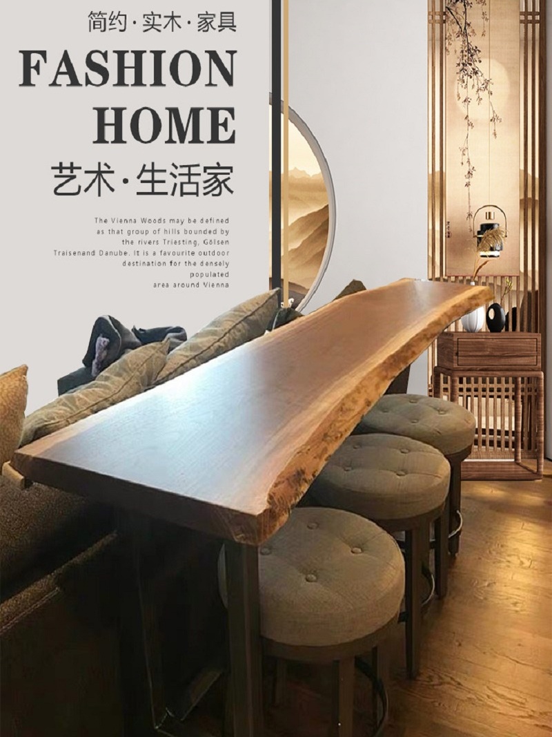 카페 바테이블 우드슬랩 창가 조리대 홈바 다이닝 긴 식탁 책상 폭좁은 - 상세 이미지 2