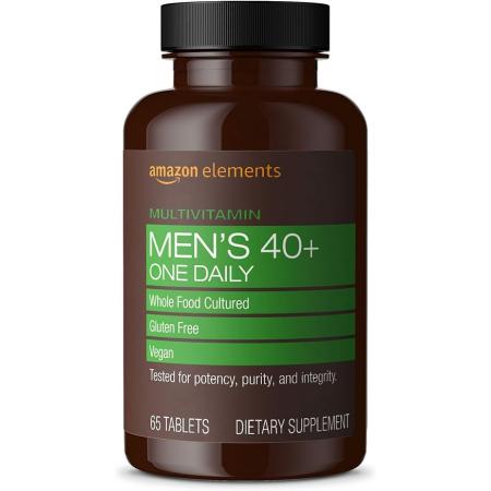Amazon Elements Mens 40+ One Daily Multivitamin Vegan 65 Tablets 2 mon - 상품 이미지