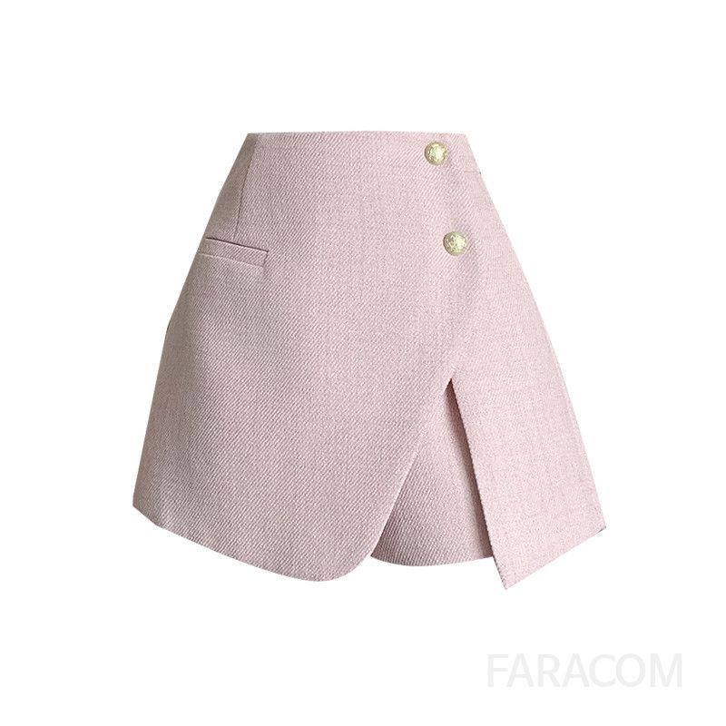 하이웨스트 여성 모직 치마바지 가을 와이드팬츠 A라인 스타일 편안한 착용감 데일리 캐주얼 모던한 디자인 트렌디한 패션 아이템 - 상세 이미지 5